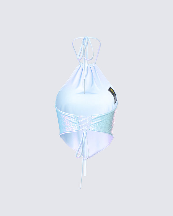 Finesse Courtney Blue Sequin Top