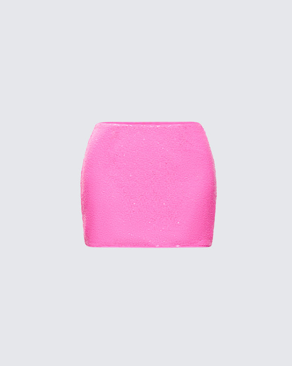 finesse Courtney Pink Sequin Mini Skirt