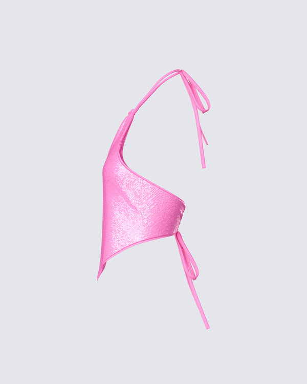 Finesse Courtney Pink Sequin Top