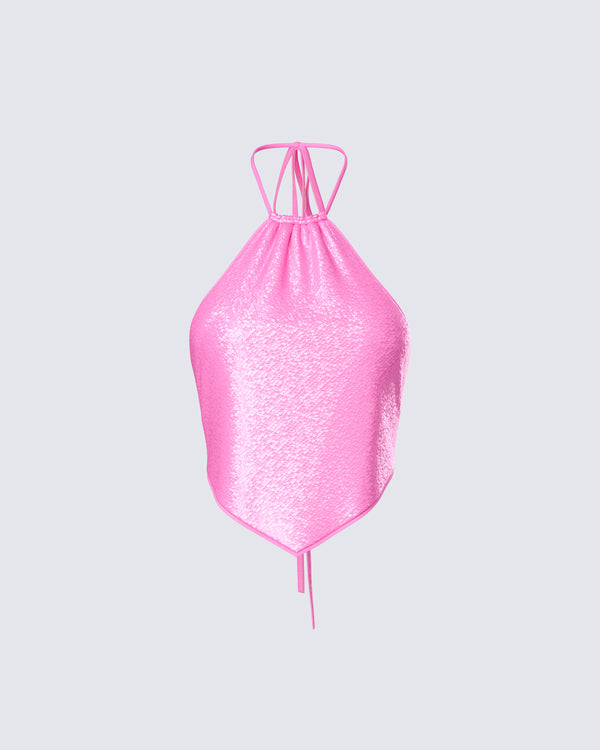 finesse Courtney Pink Sequin Top