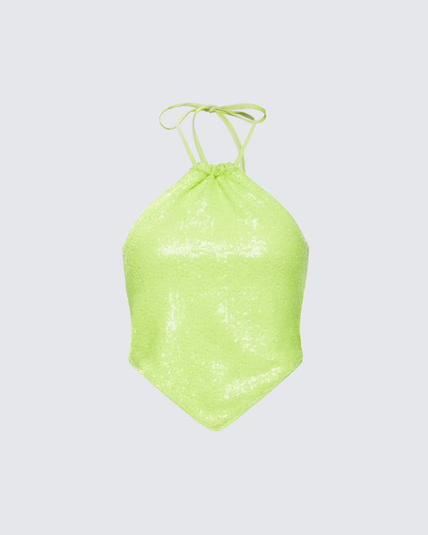 finesse Courtney Yellow Sequin Top