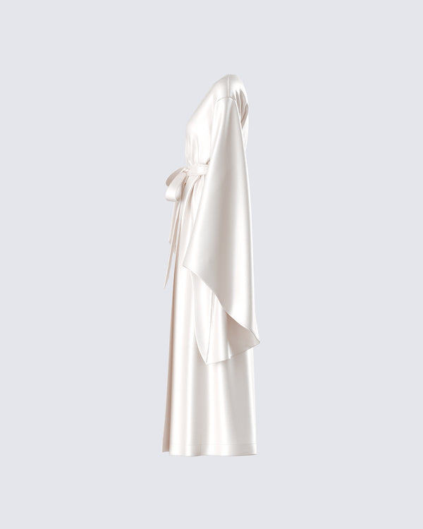 Finesse Cressida Ivory Satin Maxi Robe