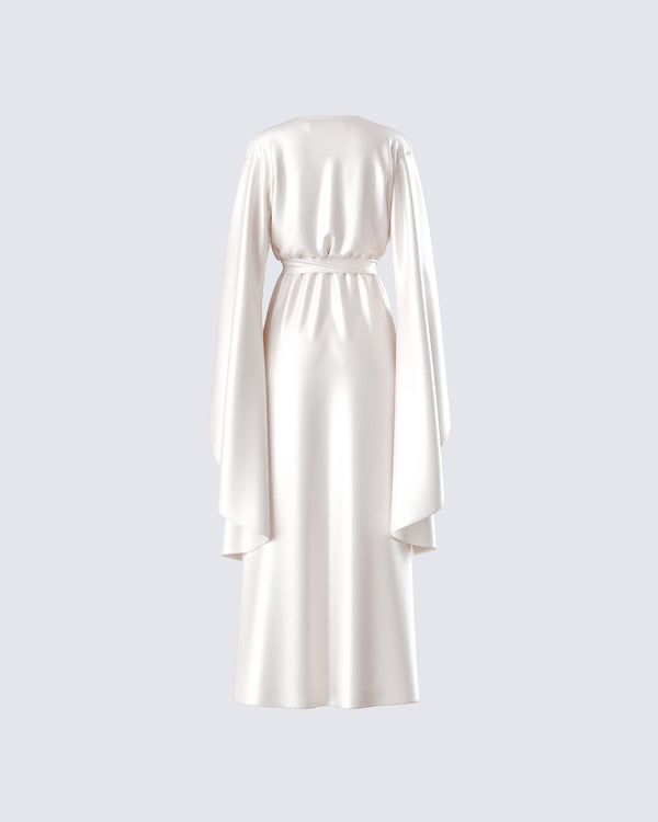 Finesse Cressida Ivory Satin Maxi Robe