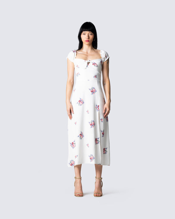 Finesse Crue Floral Print Midi Dress