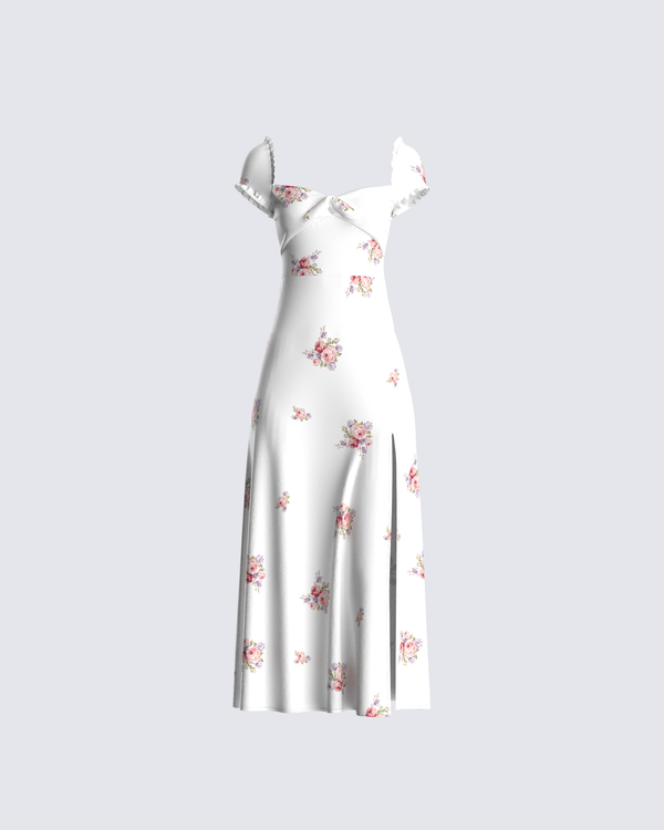 finesse Crue Floral Print Midi Dress