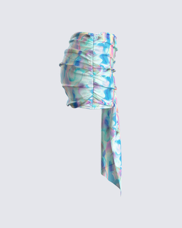 Finesse Cyra Psychedelic Print Drape Skirt