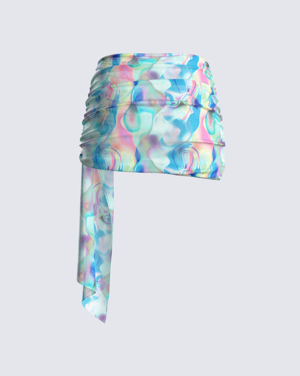 Finesse Cyra Psychedelic Print Drape Skirt