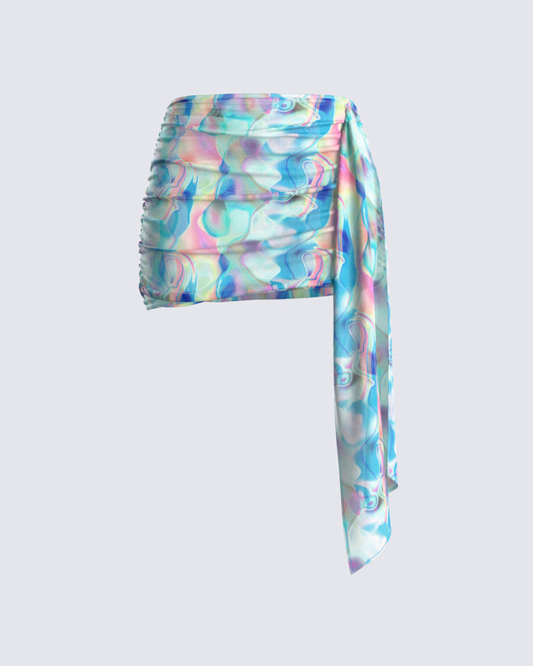 finesse Cyra Psychedelic Print Drape Skirt