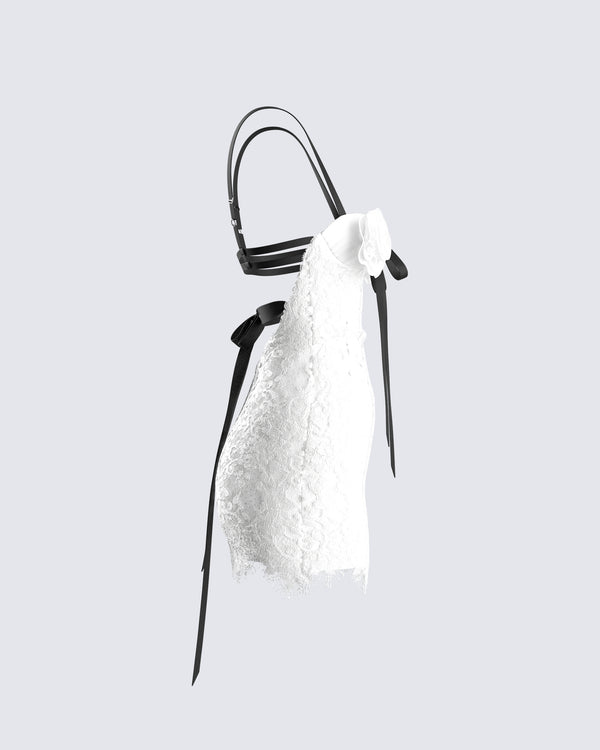 Finesse Daisy White Lace Floral Mini Dress