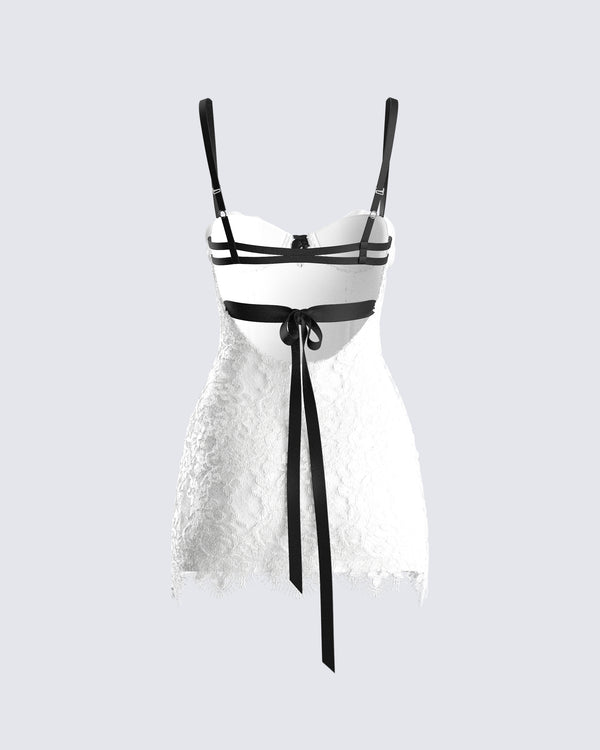 Finesse Daisy White Lace Floral Mini Dress