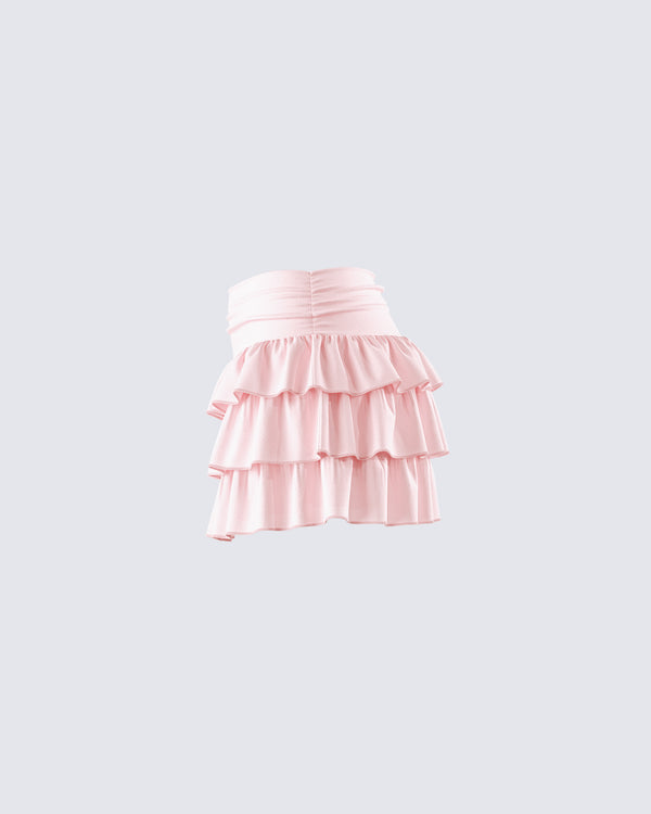 Finesse Dakoa Pink Ruffle Mini Skirt