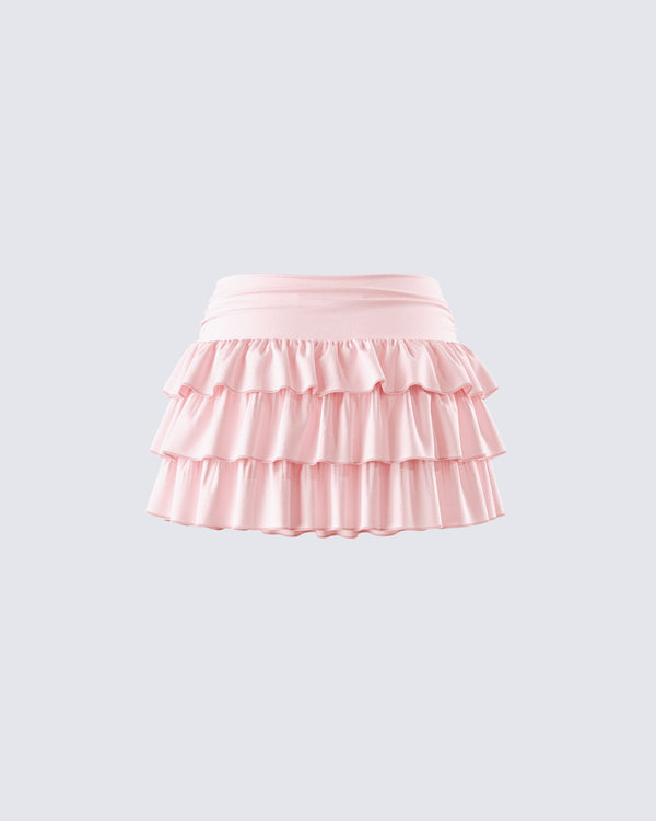 Finesse Dakoa Pink Ruffle Mini Skirt