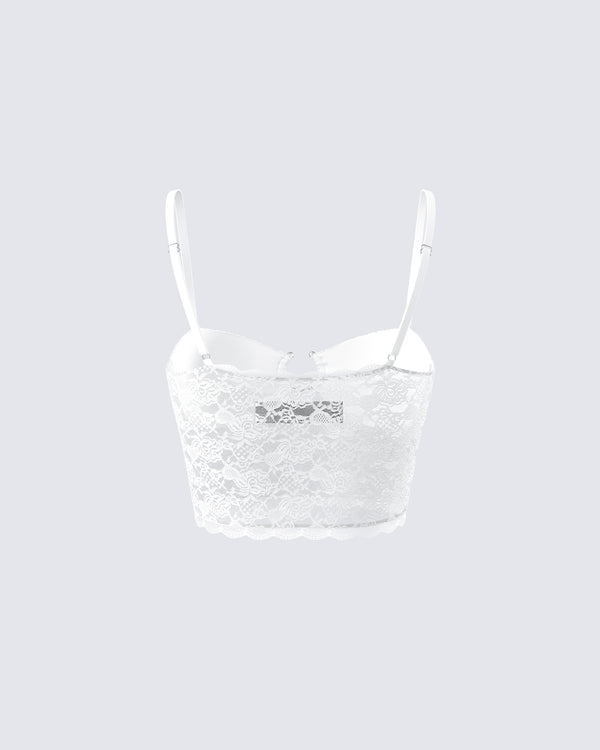 Finesse Dakoa White Lace Cami Top