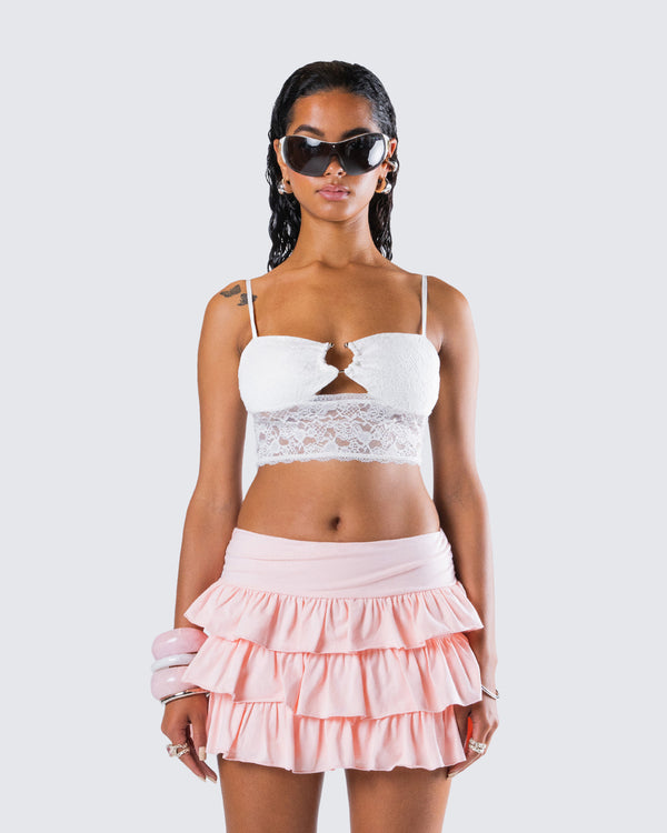 Finesse Dakoa White Lace Cami Top