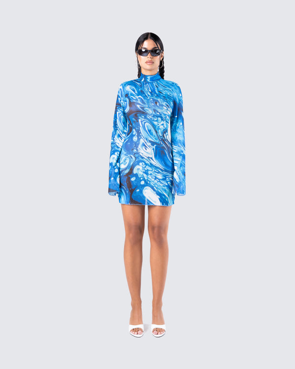Finesse Dakota Abstract Print Mini Dress