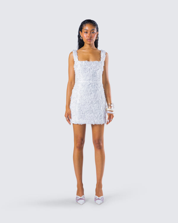 Finesse Dallas White Petal Mini Dress
