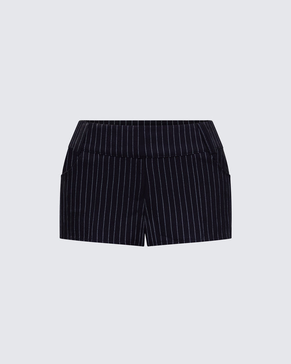 finesse Damla Black Pinstriped Shorts