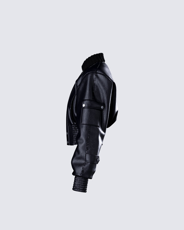 Finesse Darah Black Bomber Jacket