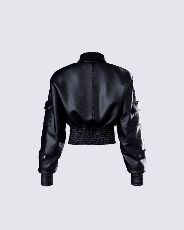 Finesse Darah Black Bomber Jacket