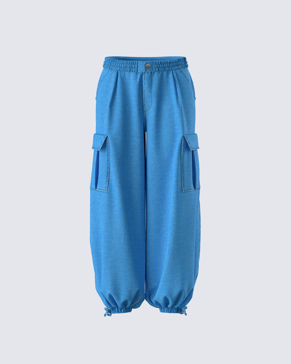 finesse Darby Blue Denim Parachute Pant