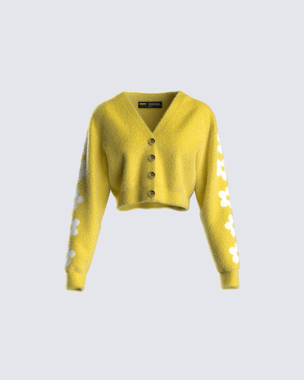 finesse Daria Green Fuzzy Cardigan