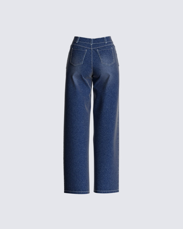 Finesse Davis Straight Leg Blue Jeans