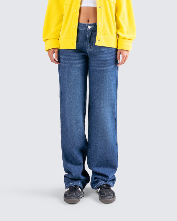 Finesse Davis Straight Leg Blue Jeans