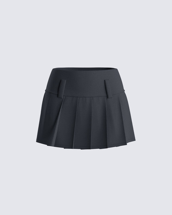 finesse Deb Black Suiting Pleat Mini Skirt