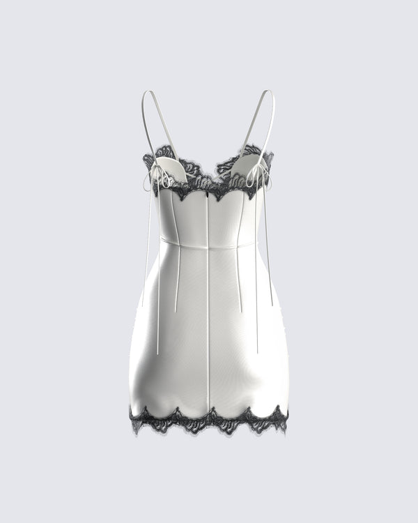 Finesse Debbie Ivory Satin Mini Dress