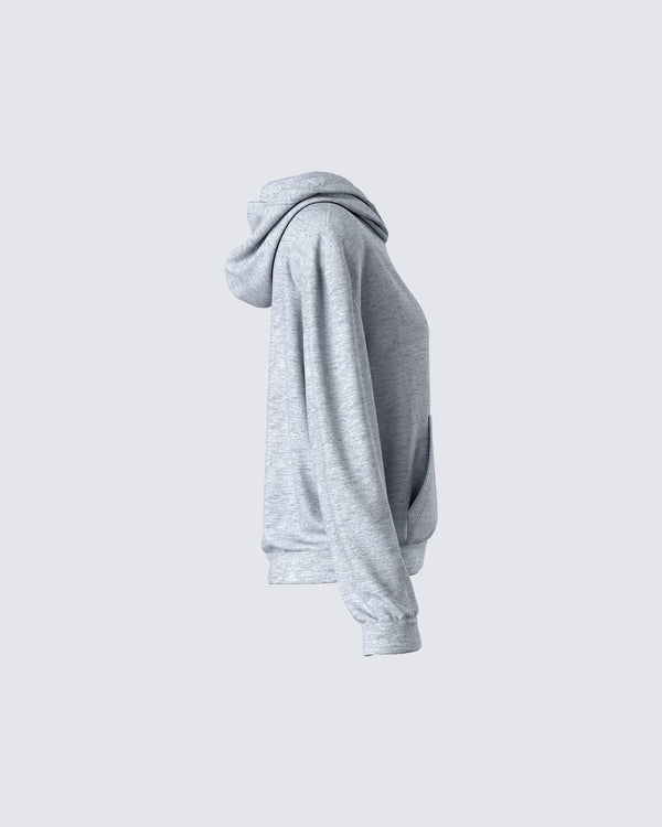 Finesse Delanie Grey Heather Fleece Hoodie