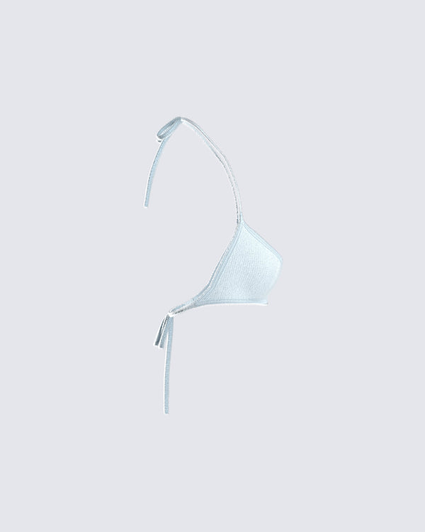 Finesse Delia Blue Knit Cropped Top