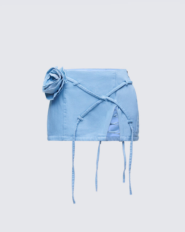 finesse Delores Blue Denim Mini Skirt