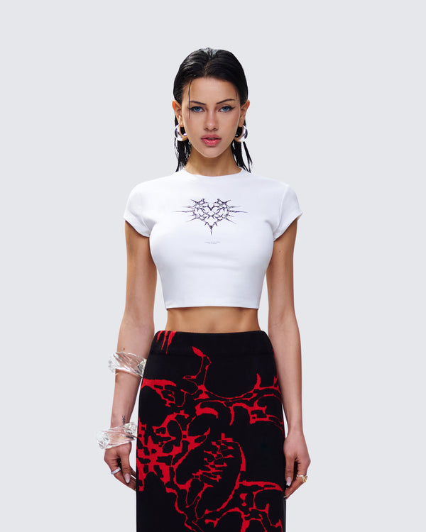 Finesse Dena White Jersey Graphic Top