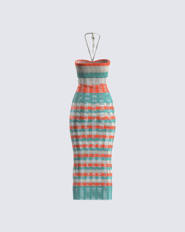 Finesse Derica Multi Open Knit Midi Dress