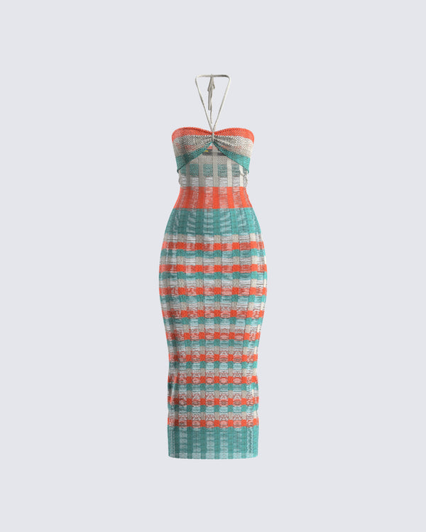 finesse Derica Multi Open Knit Midi Dress