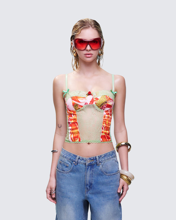 Finesse Devi Multi Print Corset Top