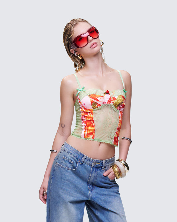 Finesse Devi Multi Print Corset Top