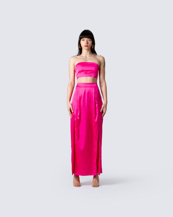 Finesse Diana Satin Pleated Maxi Skirt