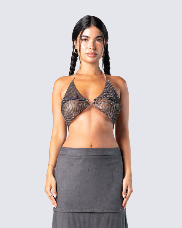 Finesse Dita Black Rhinestone Top