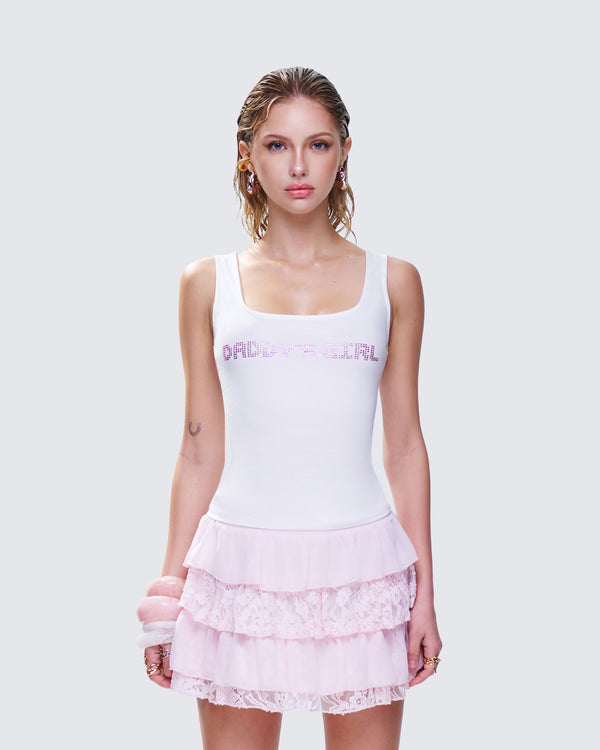 Finesse Dolores White Graphic Tank Top