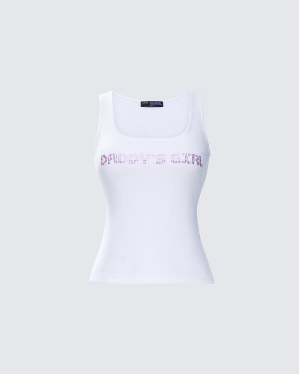 finesse Dolores White Graphic Tank Top