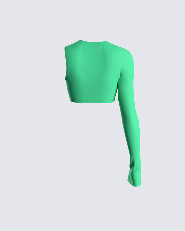 Finesse Domino Green Jersey Asymmetric Top