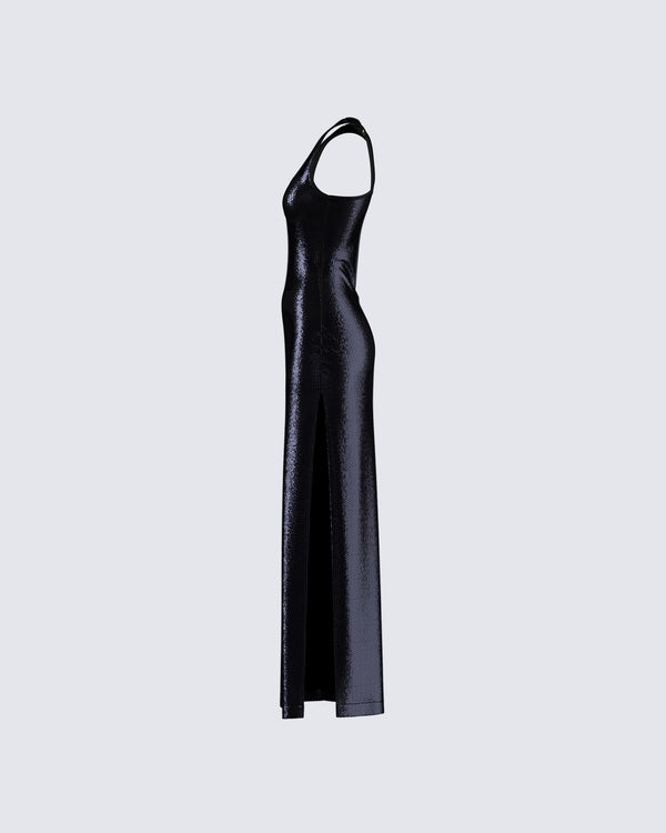 Finesse Donatella Black Sequin Maxi Dress