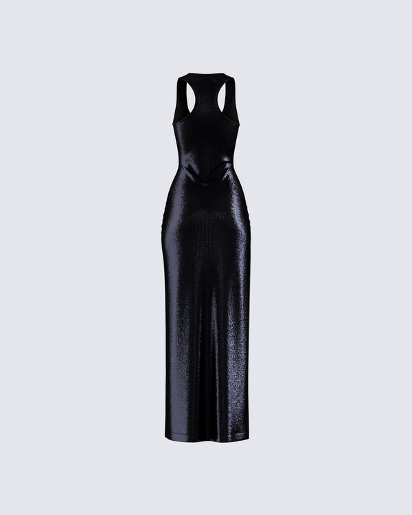 Finesse Donatella Black Sequin Maxi Dress