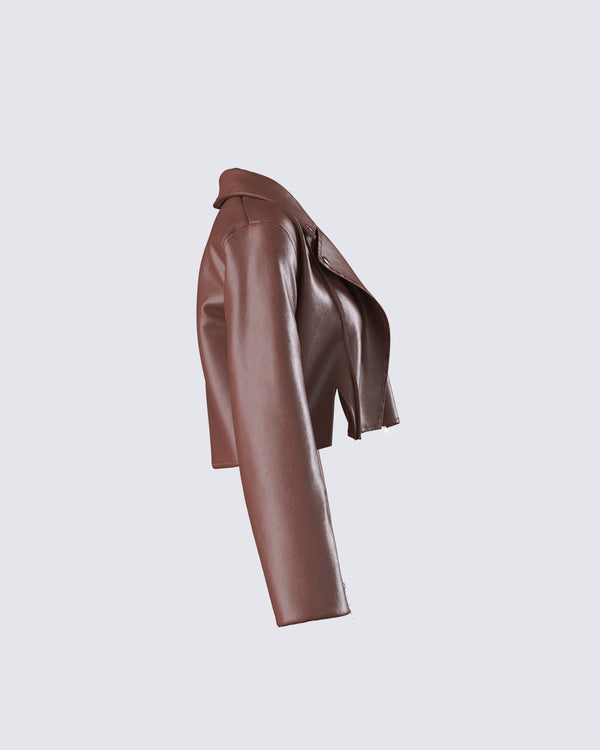 Finesse Donny Brown Vegan Leather Jacket