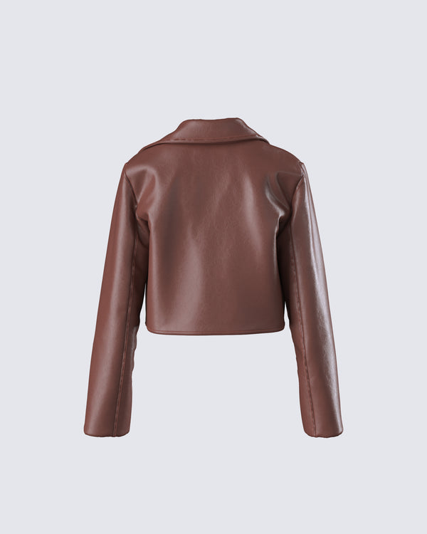 Finesse Donny Brown Vegan Leather Jacket