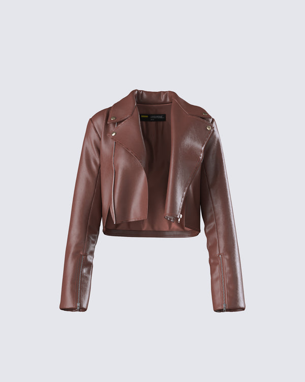 finesse Donny Brown Vegan Leather Jacket