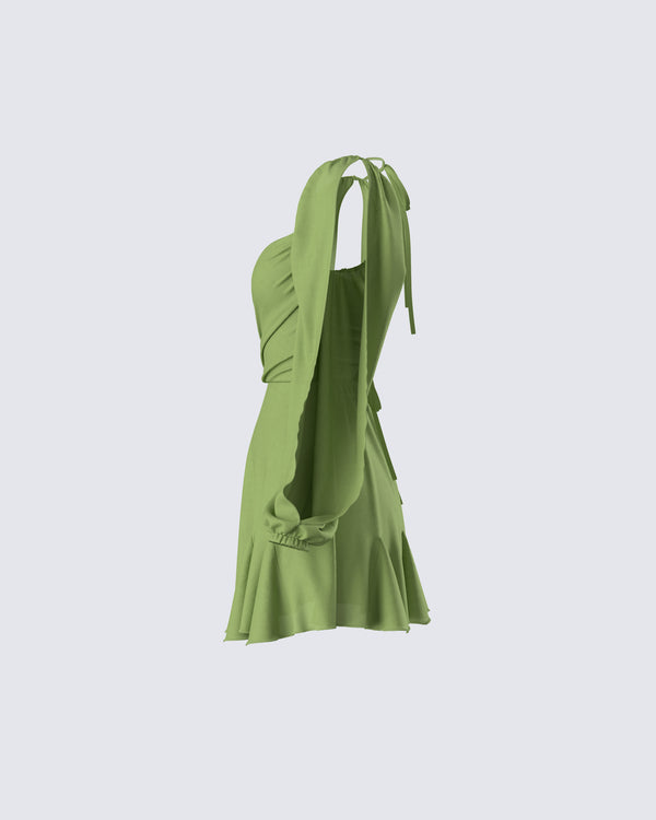 Finesse Dori Green Cross Front Mini Dress