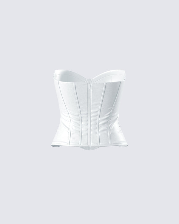 Finesse Dory White Satin Corset Top
