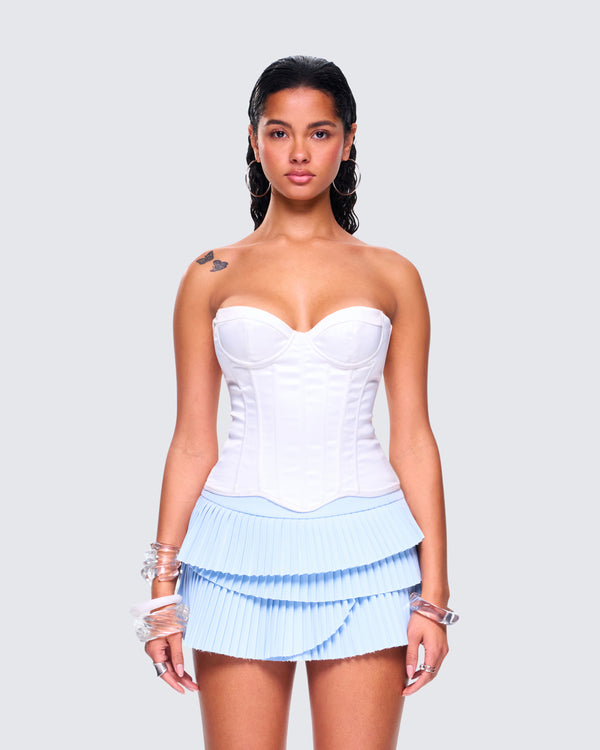 Finesse Dory White Satin Corset Top